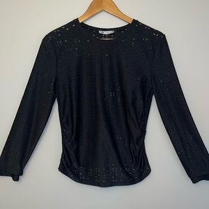 ZARA Black Blouse with Ruched Sides - Size Medium